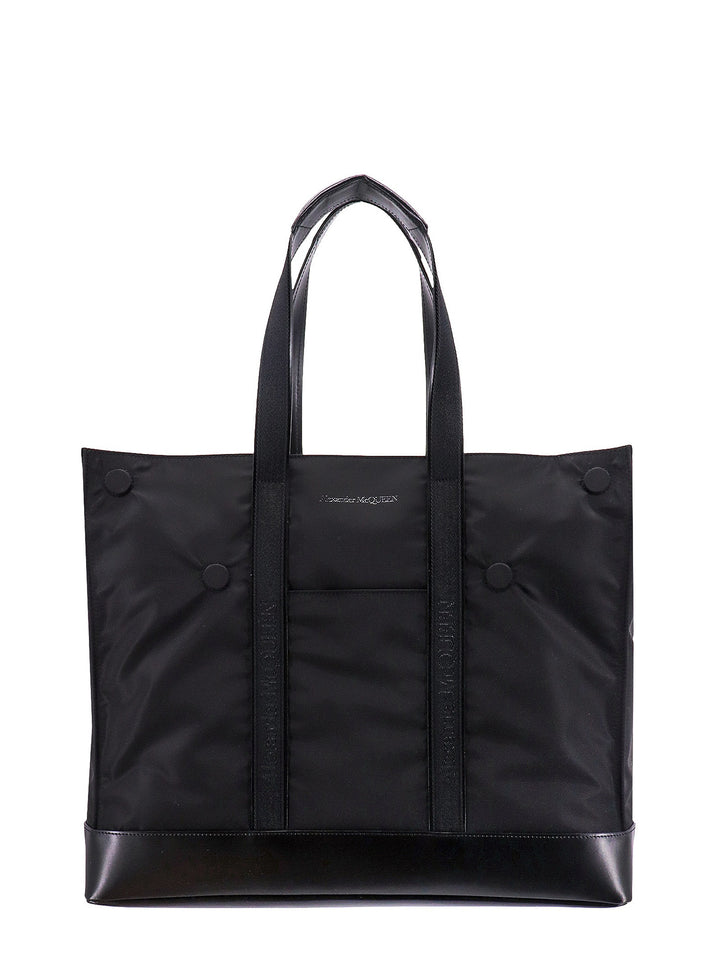 Nylon and leather shoulder bag with frontal logo