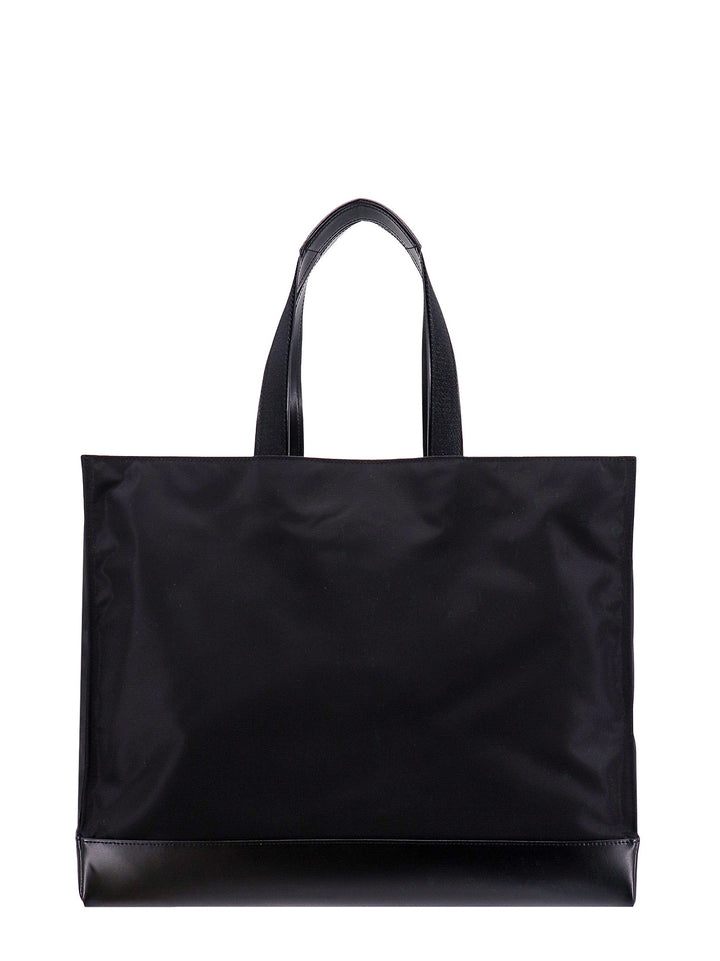 Nylon and leather shoulder bag with frontal logo