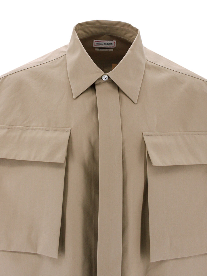 Cotton shirt with military pockets