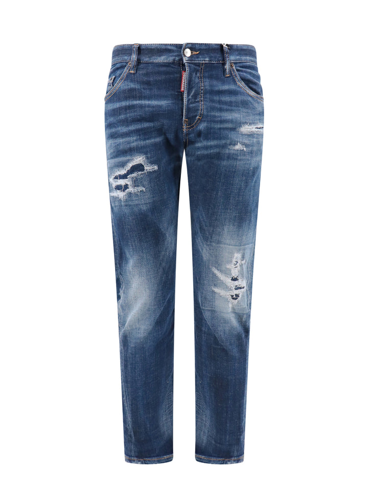 Stretch cotton jeans with ripped effect