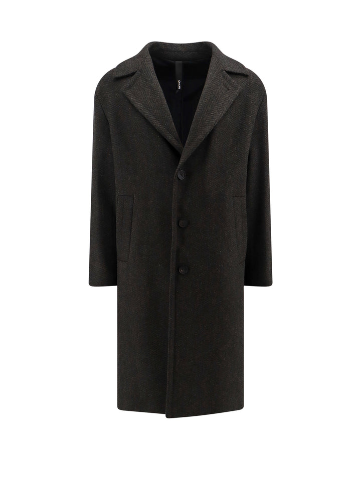 Herringbone virgin wool coat