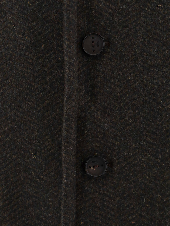 Herringbone virgin wool coat