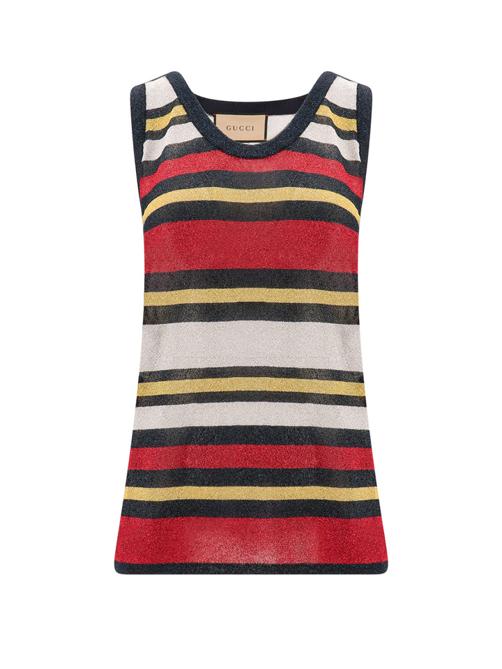 Lurex tank top with striped motif