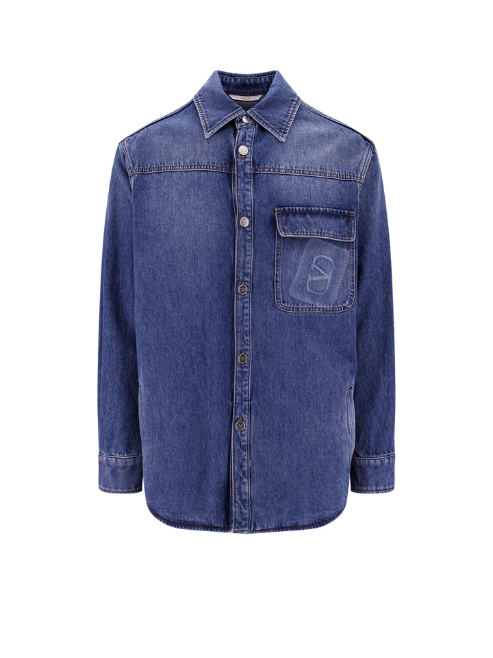 Regular fit  denim shirt with VLogo Signature detail