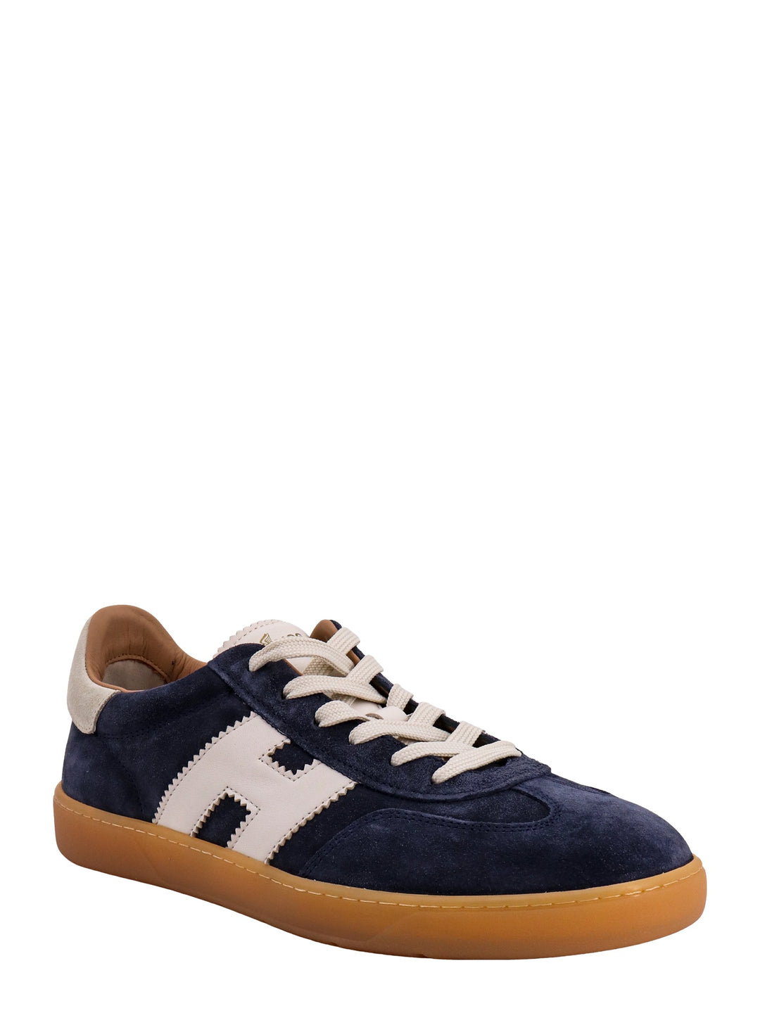 Suede sneakers with leather profiles