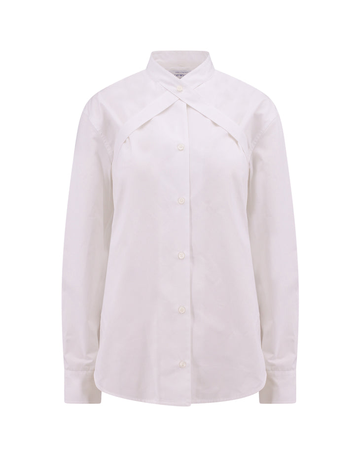 Cotton shirt with straps and metal buckle