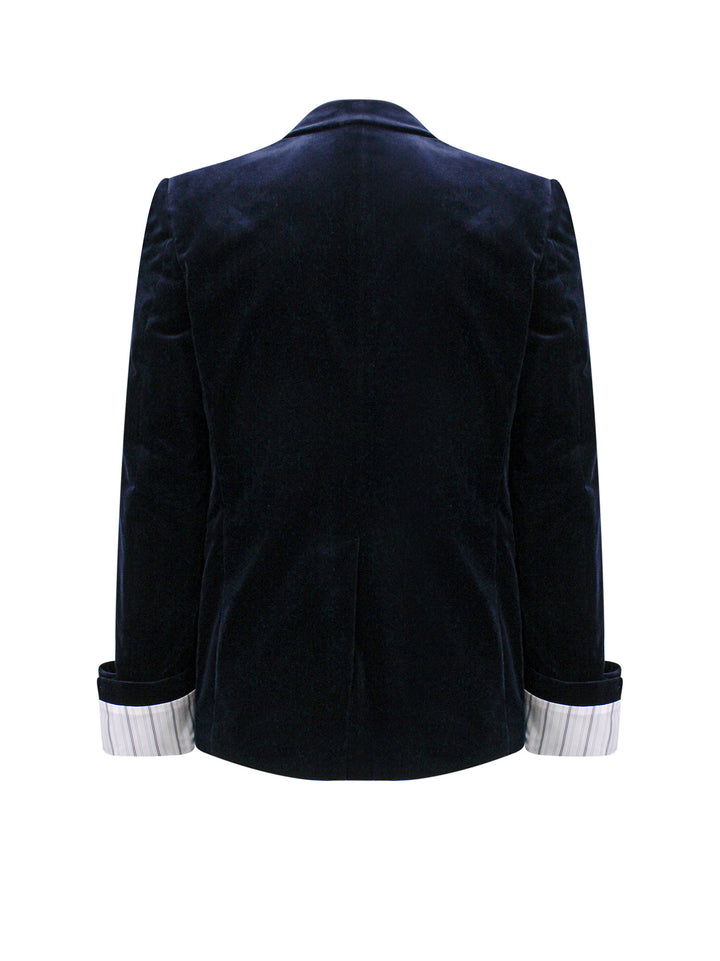 Lined stretch velvet blazer