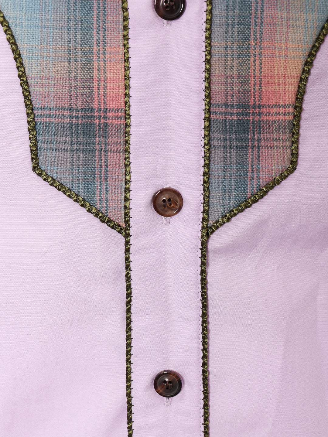 Cotton shirt with insert with madras motif