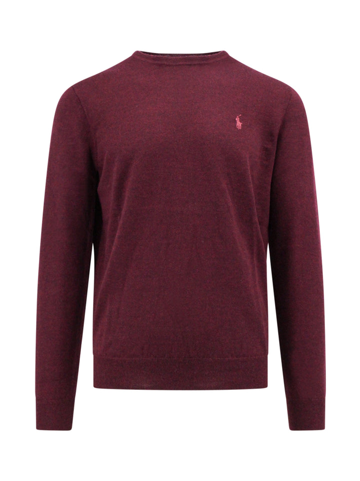 Wool Slim Fit sweater with logo embroidery