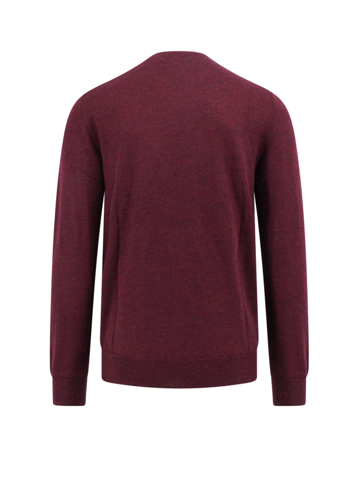 Wool Slim Fit sweater with logo embroidery