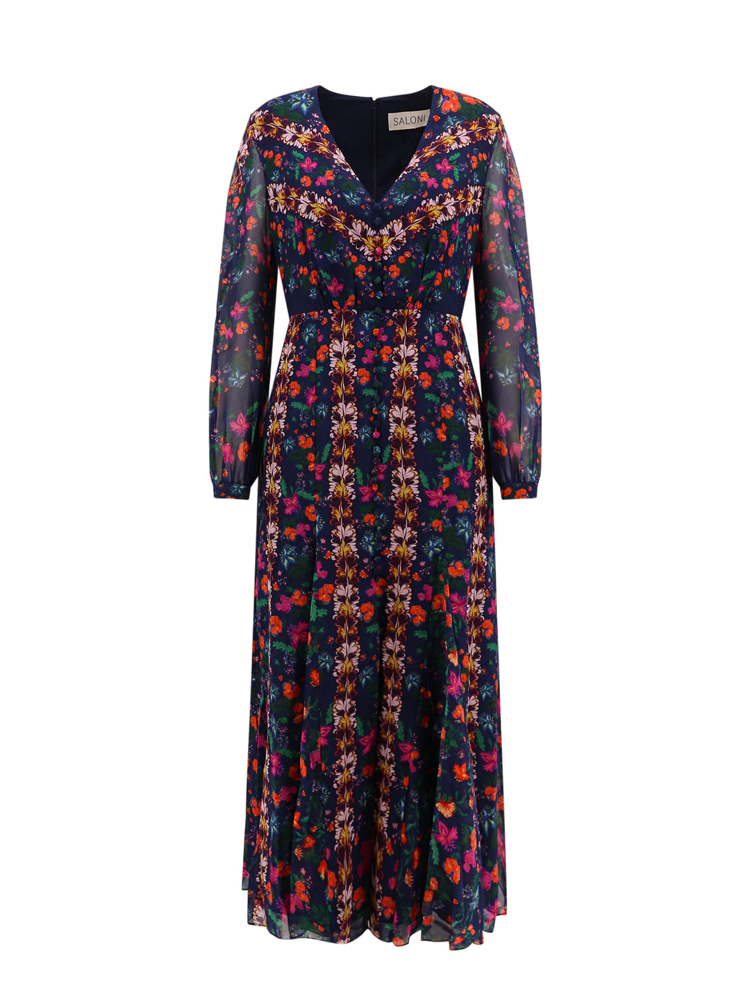 Silk dress with multicolor floral print