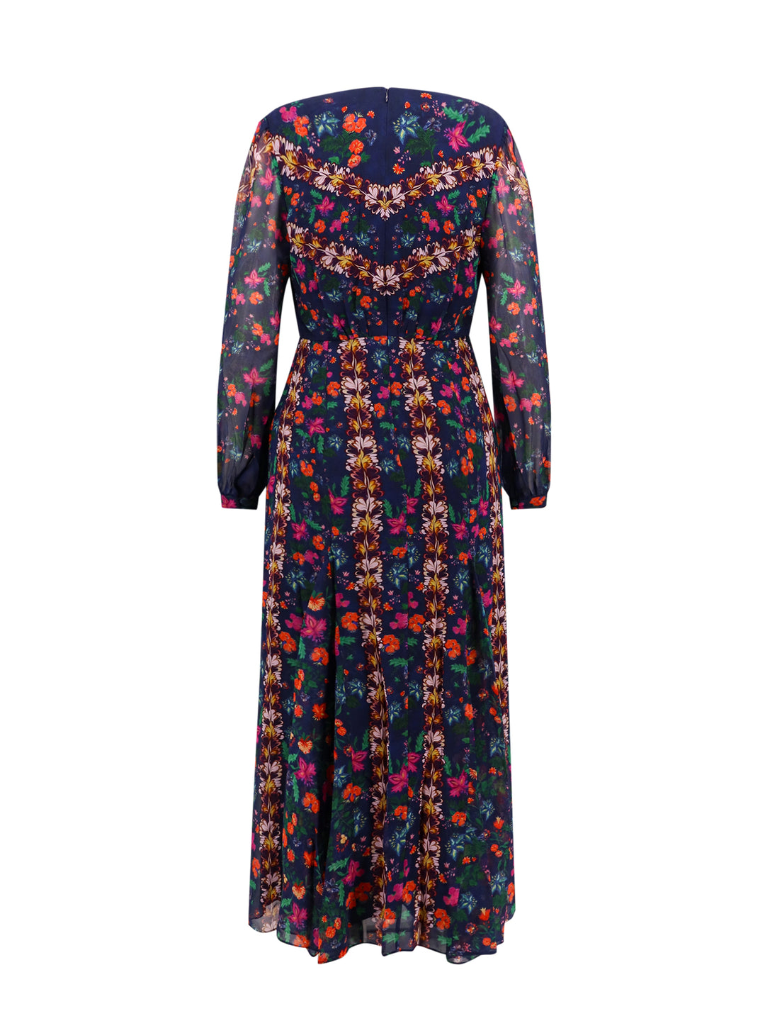 Silk dress with multicolor floral print