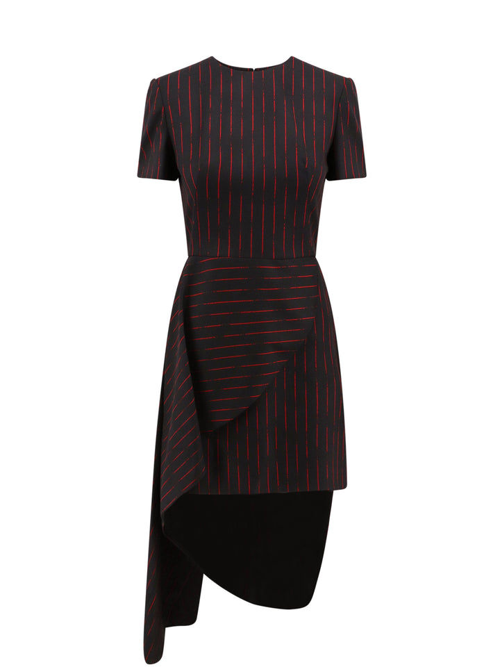 Wool dress with striped motif