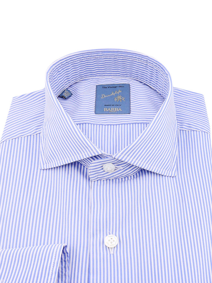 Cotton shirt with striped motif