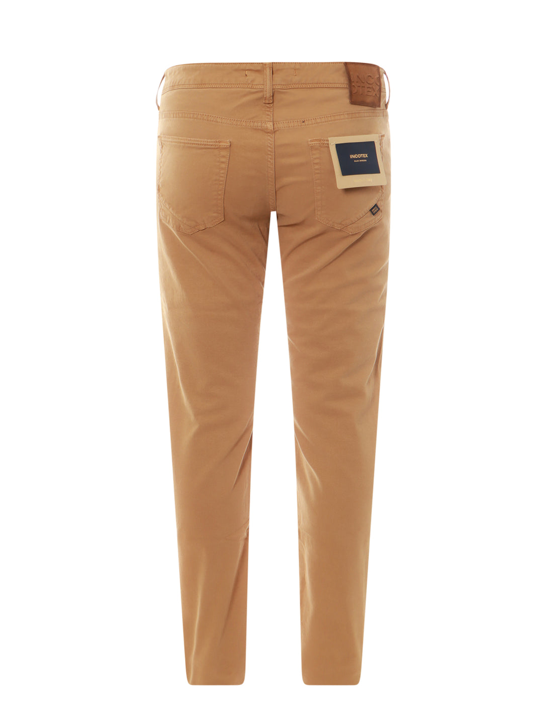 Stretch cotton trouser with back suede logo patch