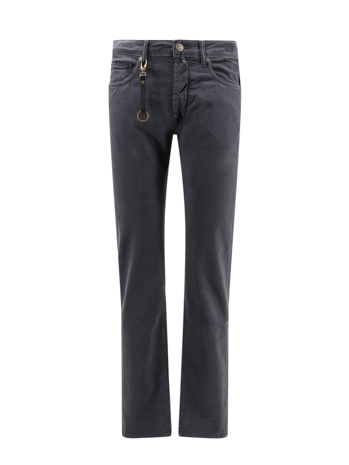 Stretch cotton trouser with back suede logo patch