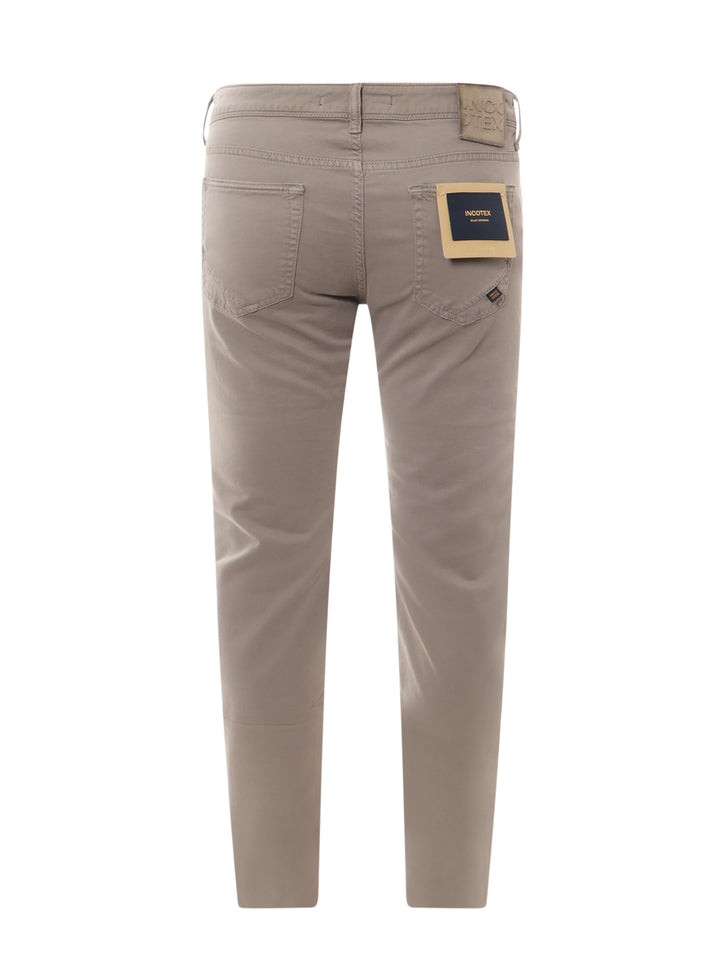 Stretch cotton trouser with back suede logo patch