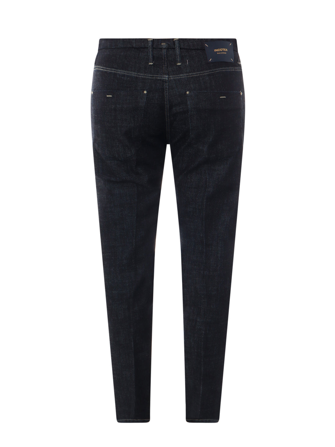 Stretch cotton jeans with back logo patch