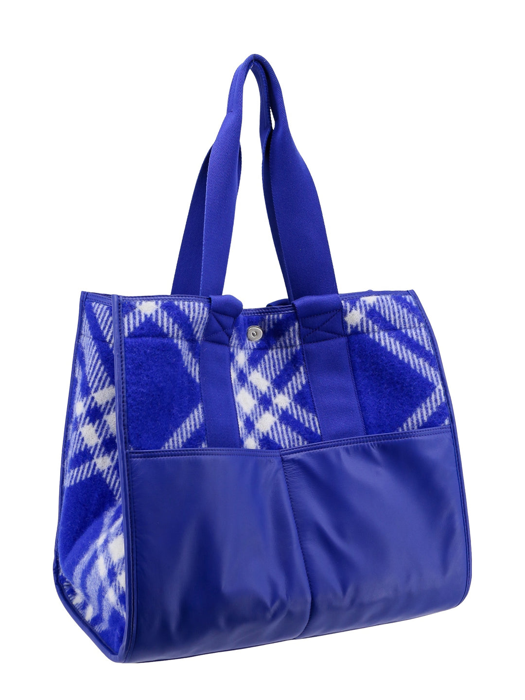 Wool and leather shoulder bag with check motif