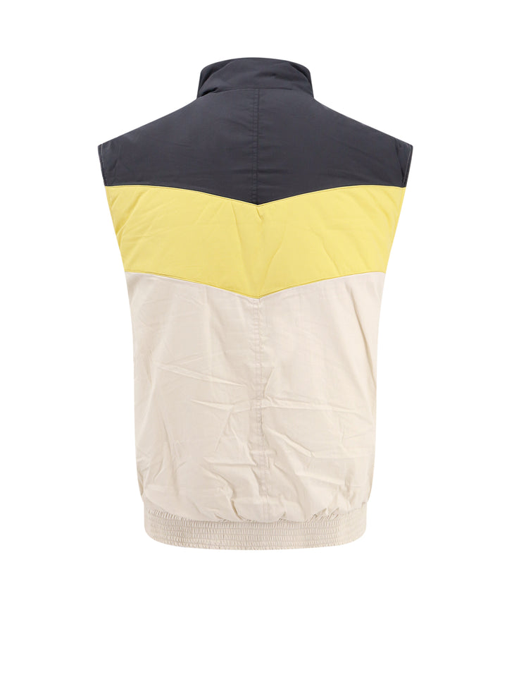 Sleeveless jacket with logo embroidery