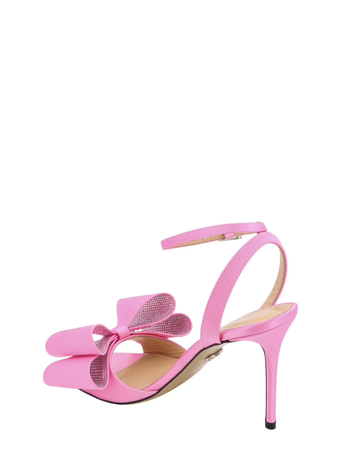 Satin sandals with rhinestones detail