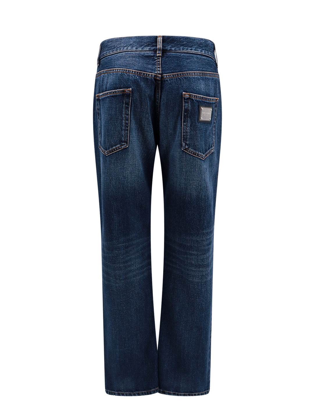 Cotton jeans with back logo patch