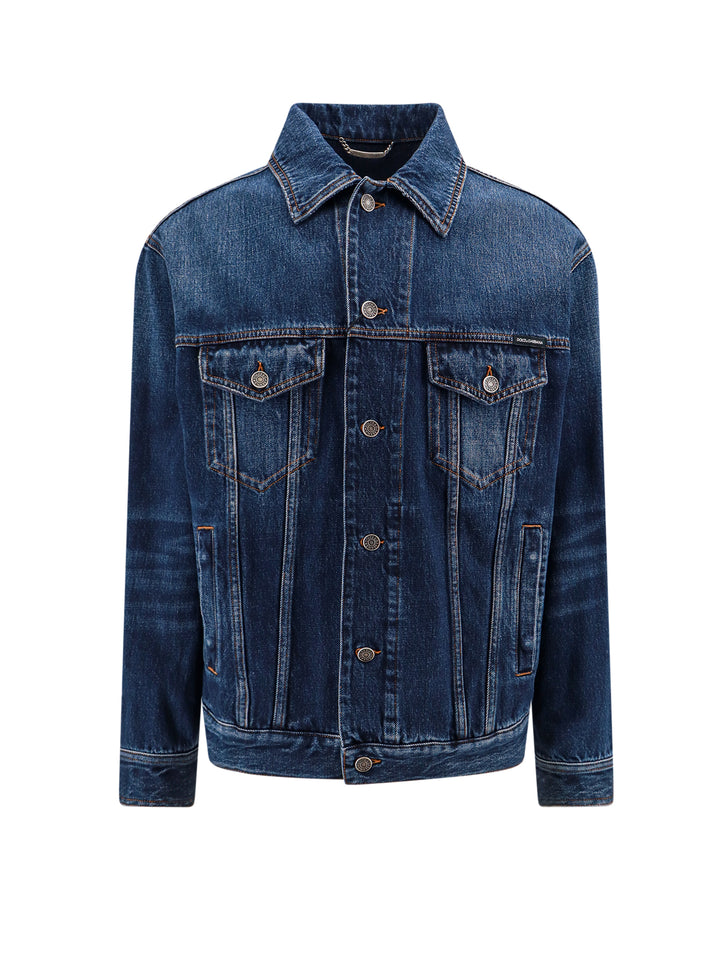 Denim jacket with logoed label