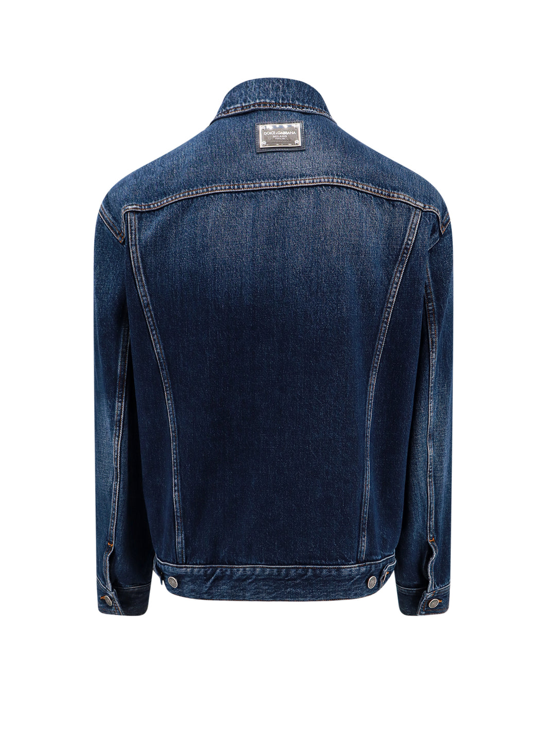 Denim jacket with logoed label