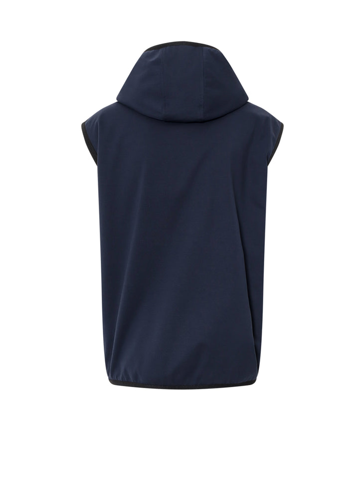 Sleeveless jacket with hood