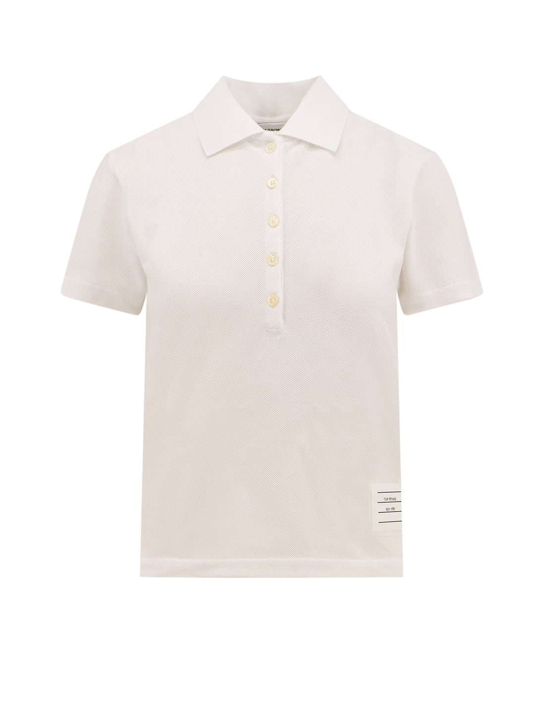 Cotton polo shirt with back tricolor bands