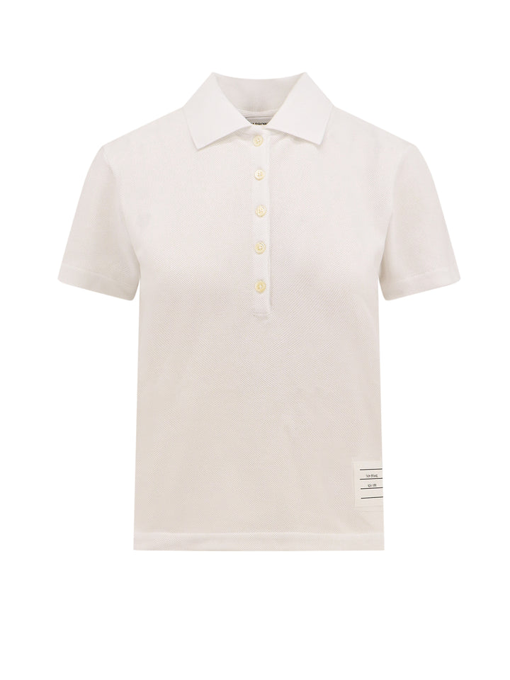 Cotton polo shirt with back tricolor bands