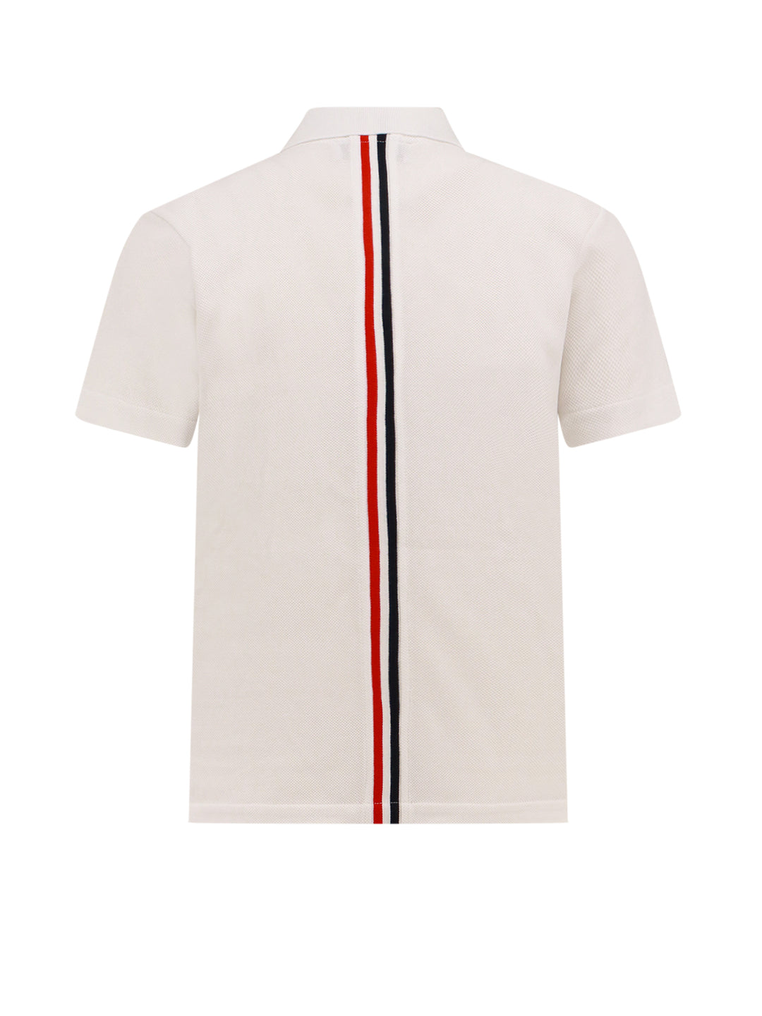 Cotton polo shirt with back tricolor bands