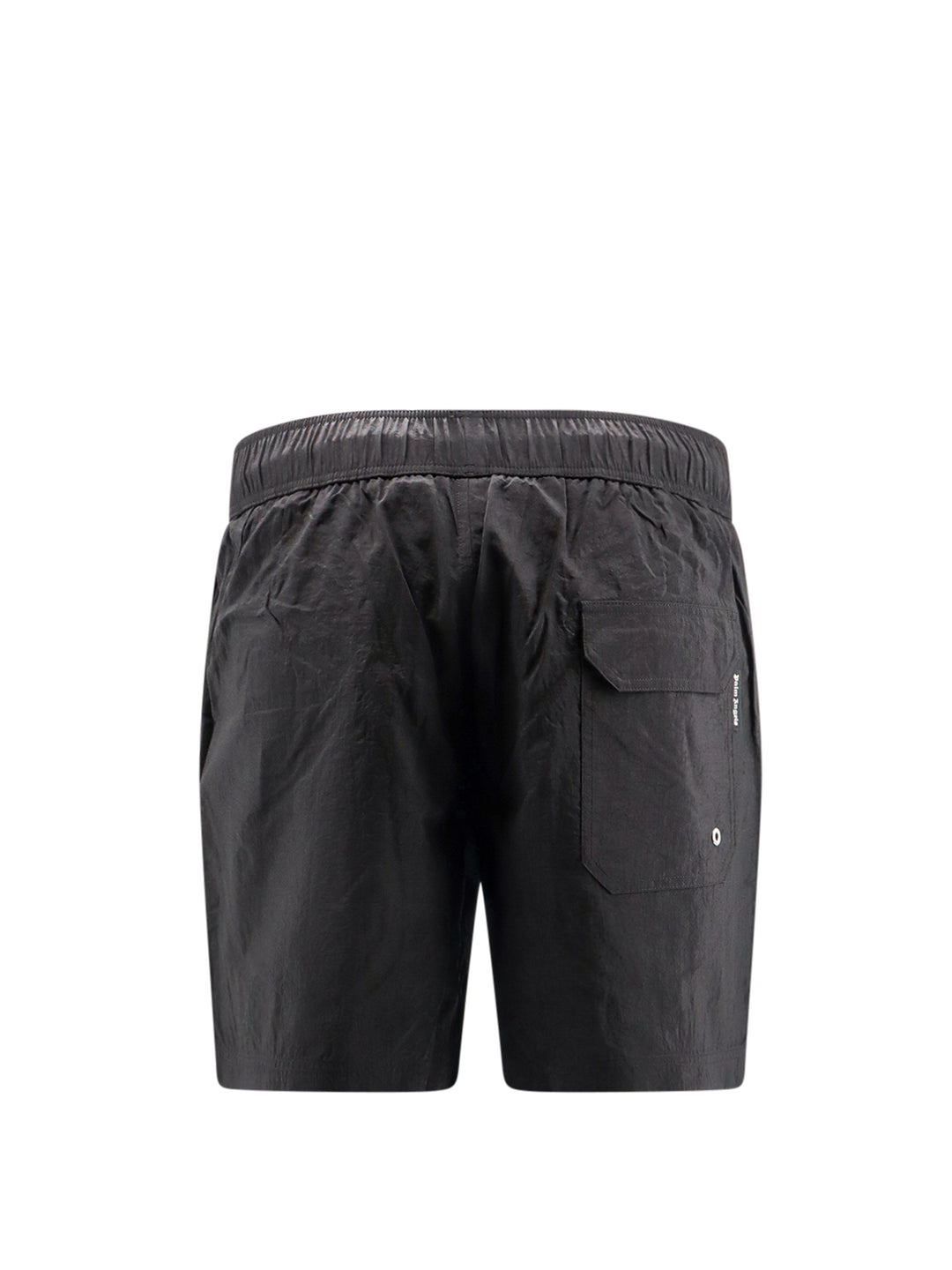 Nylon swim shorts with logo patch on the bottom