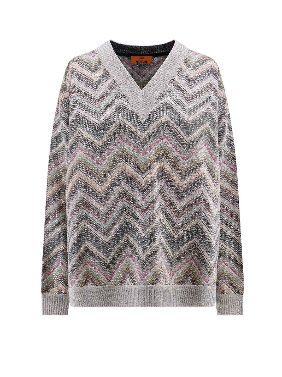 Oversized sweater with zig zag pattern