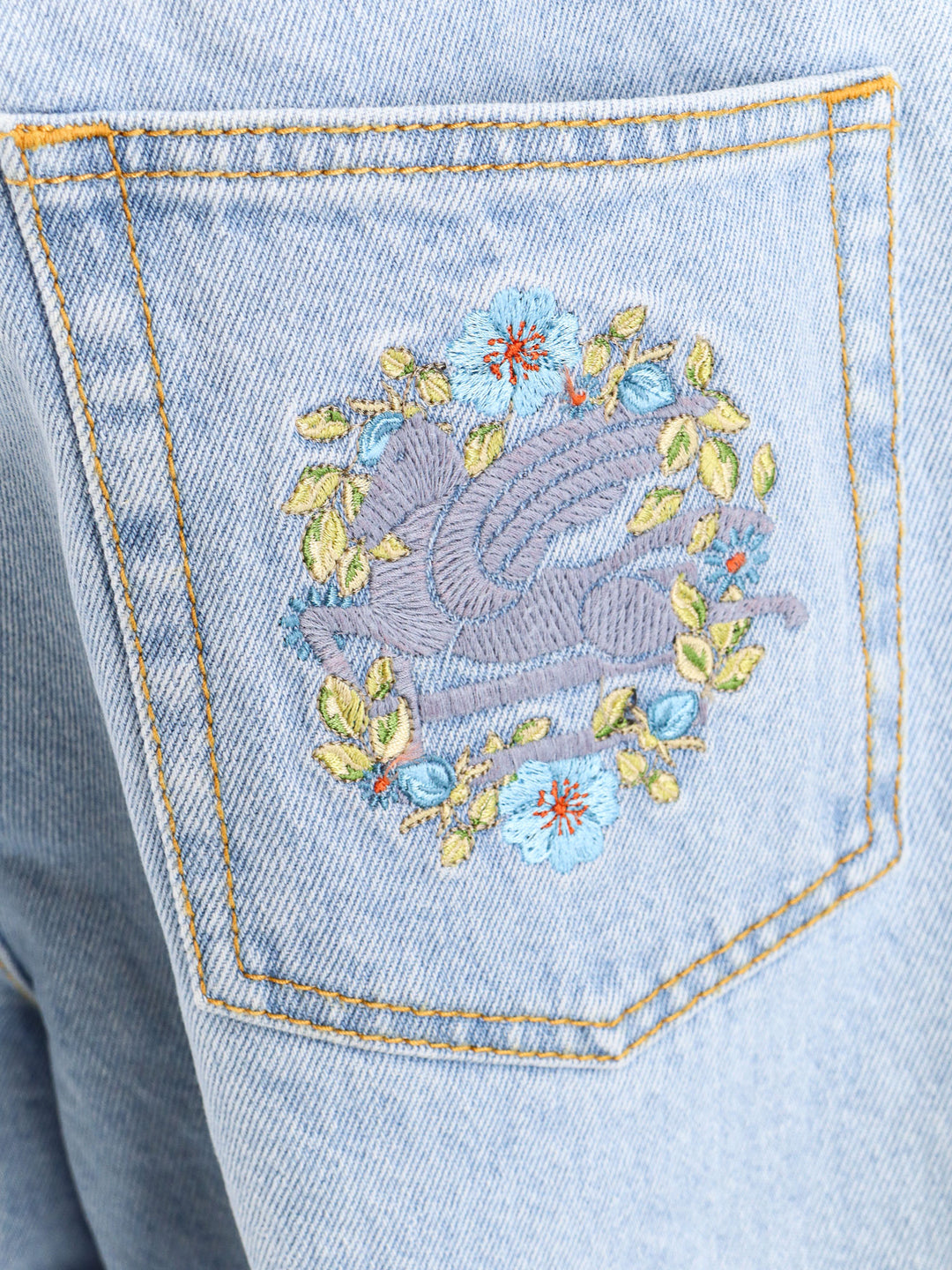 Cotton jeans with back Pegasus embroidery