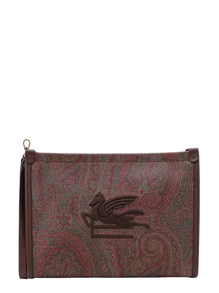 Coated canvas clutch with pailsey motif