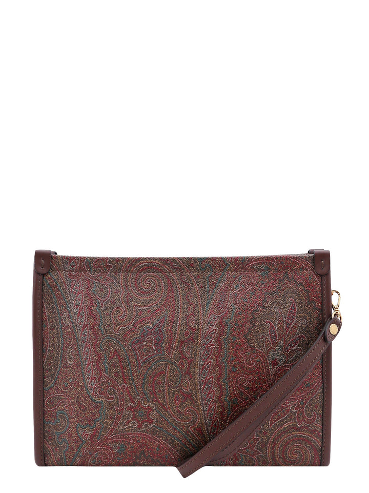 Coated canvas clutch with pailsey motif