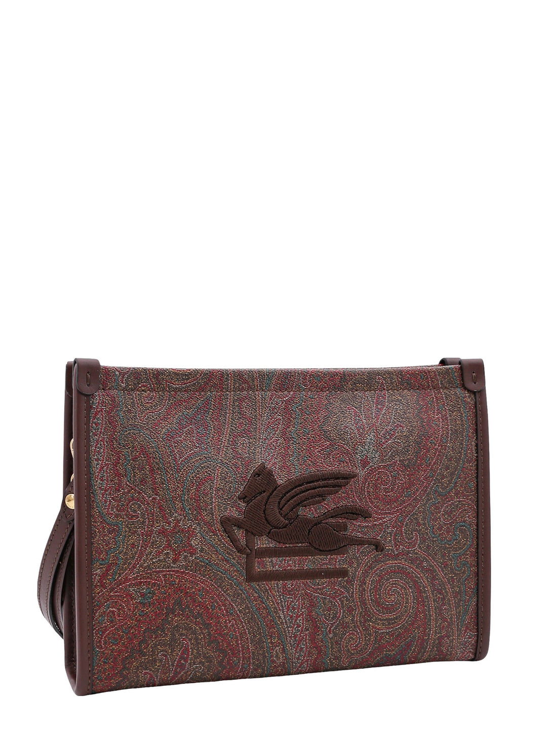 Coated canvas clutch with pailsey motif