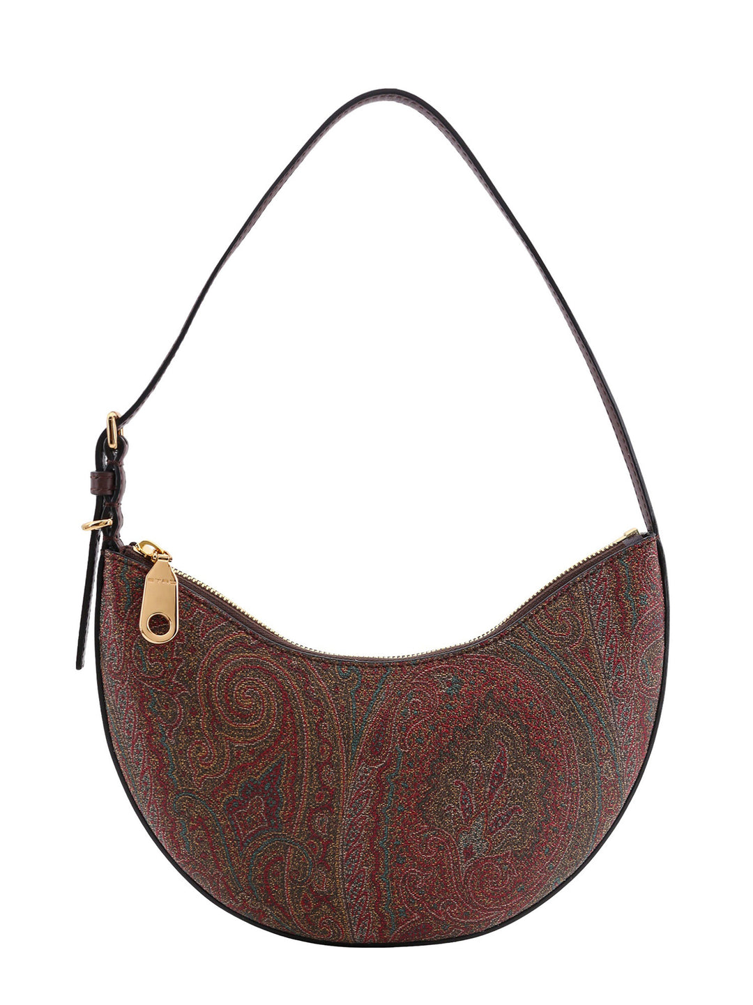 Coated canvas shoulder bag with paisley motif