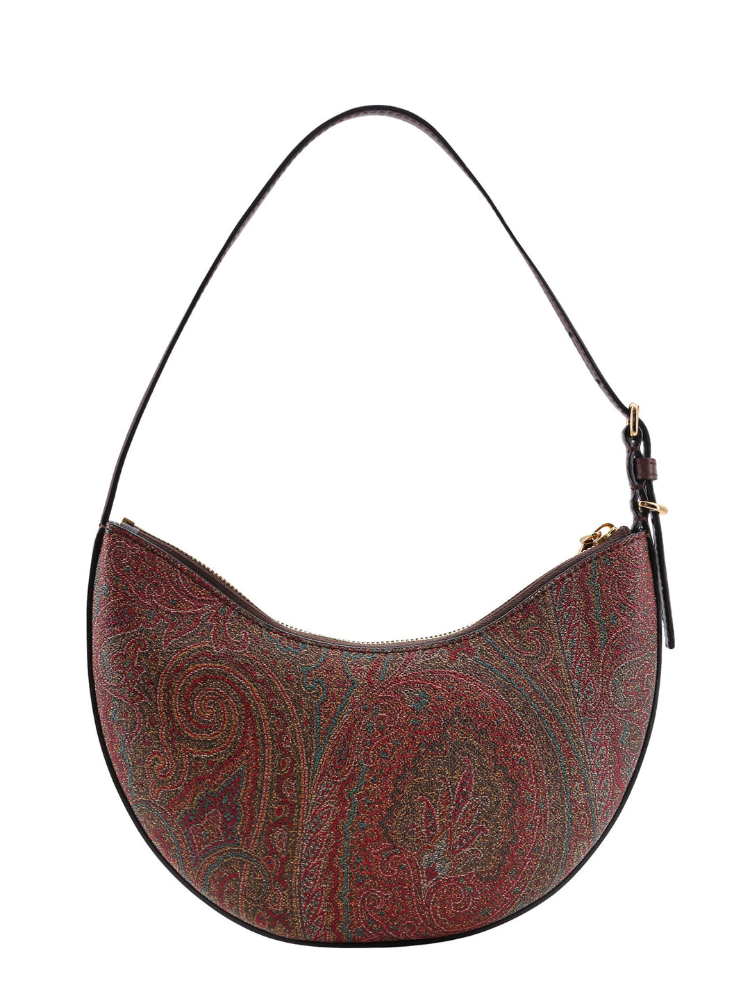 Coated canvas shoulder bag with paisley motif