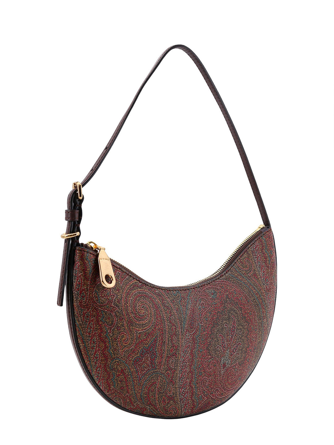 Coated canvas shoulder bag with paisley motif