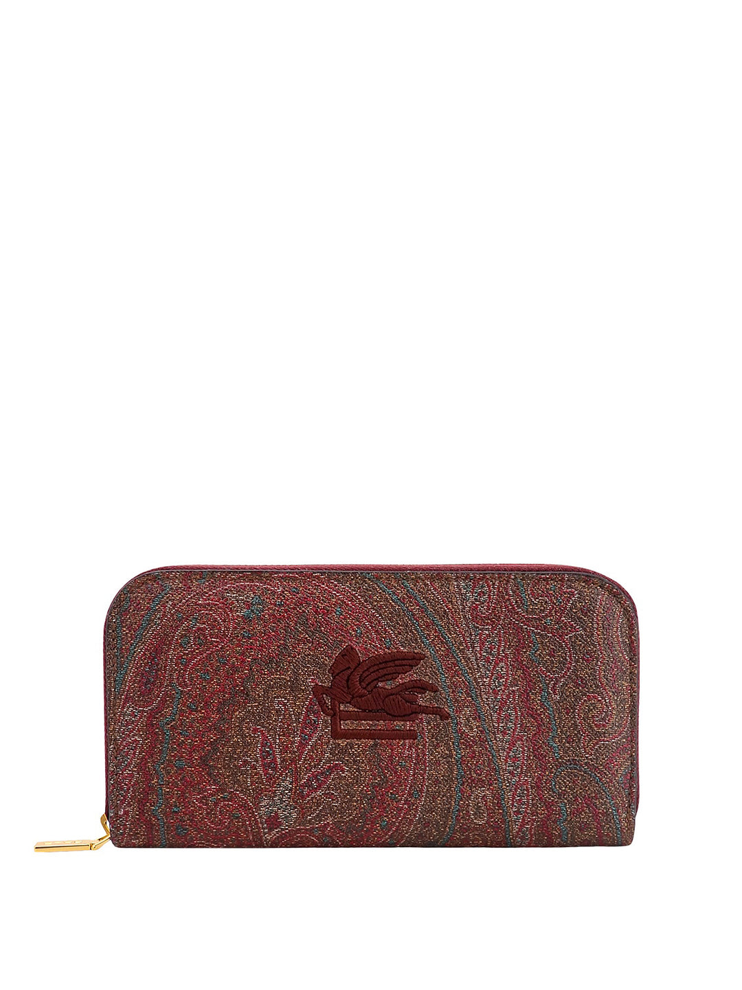 Paisley fabric wallet with embroidered Etro Pegaso logo