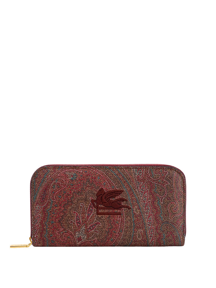 Paisley fabric wallet with embroidered Etro Pegaso logo