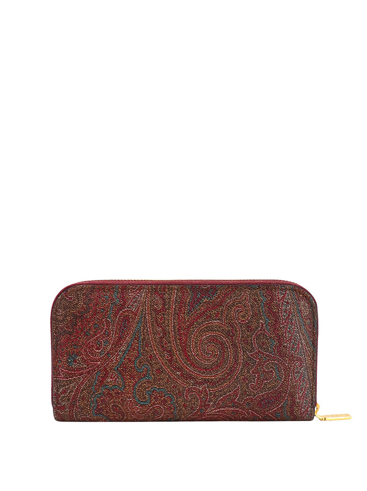 Paisley fabric wallet with embroidered Etro Pegaso logo