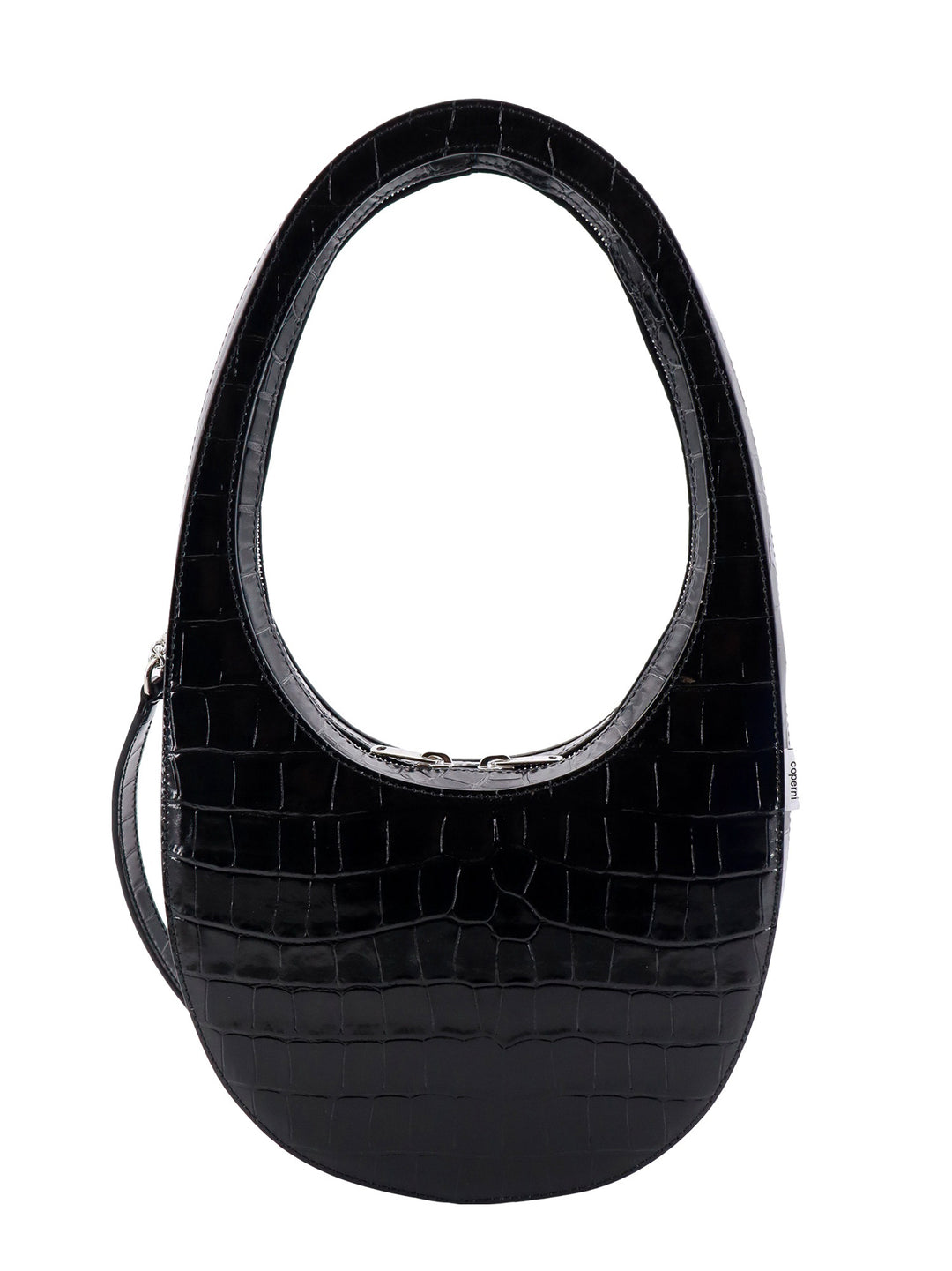 Leather shoulder bag with croco print