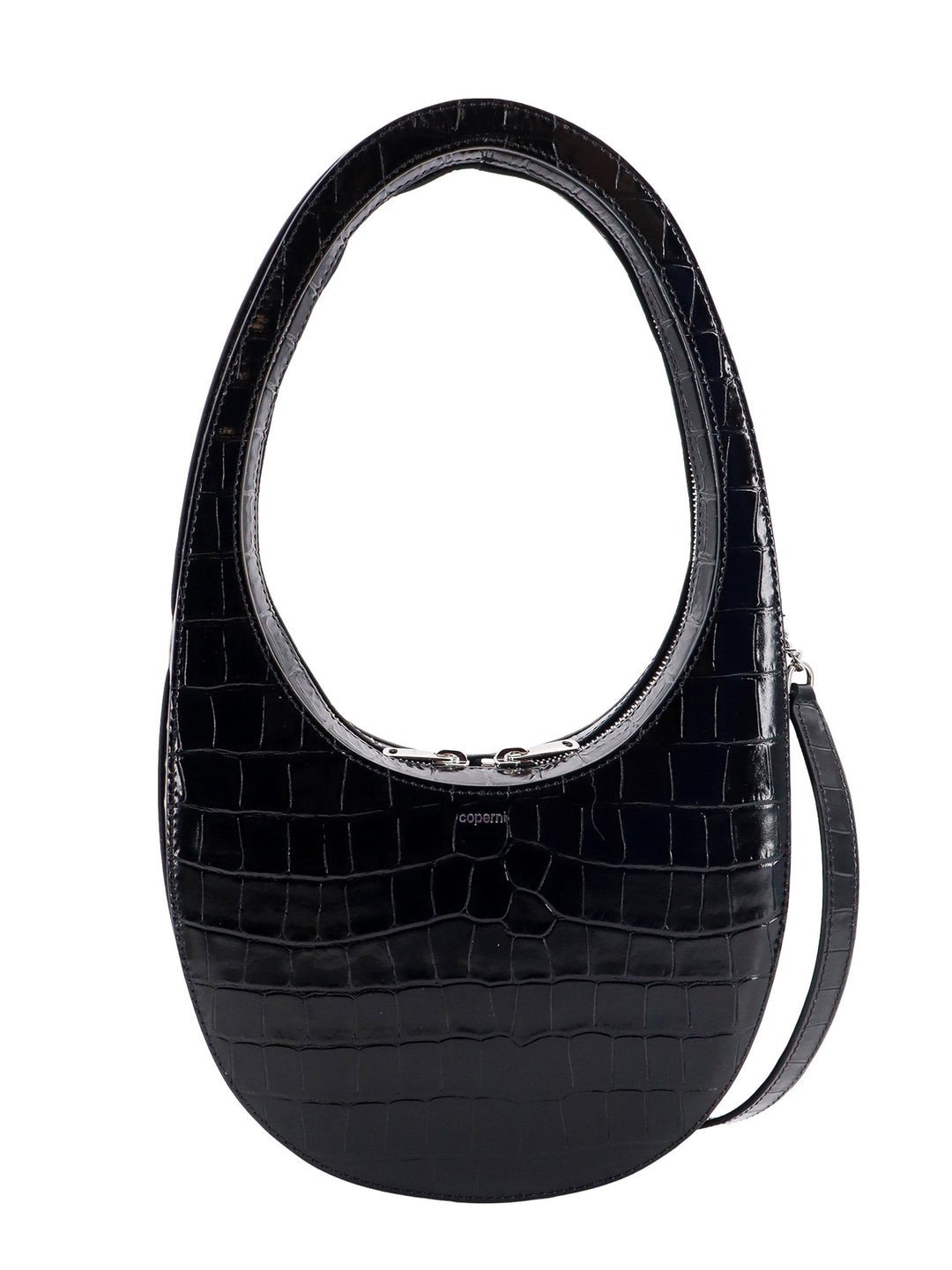 Leather shoulder bag with croco print