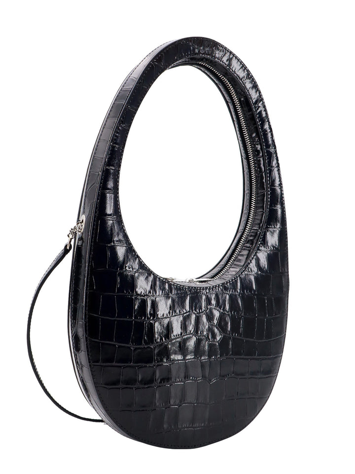 Leather shoulder bag with croco print