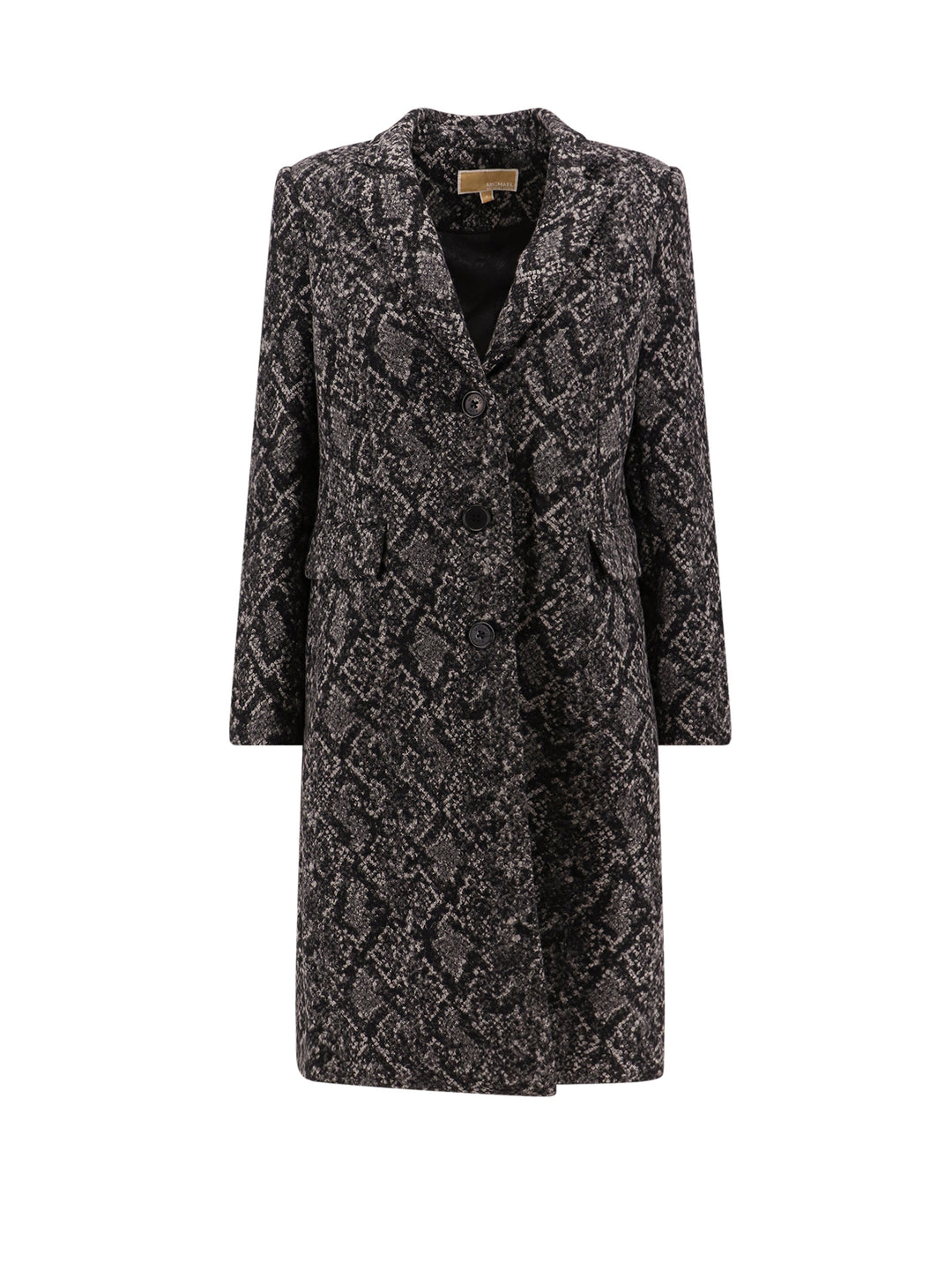 Wool blend coat with python print