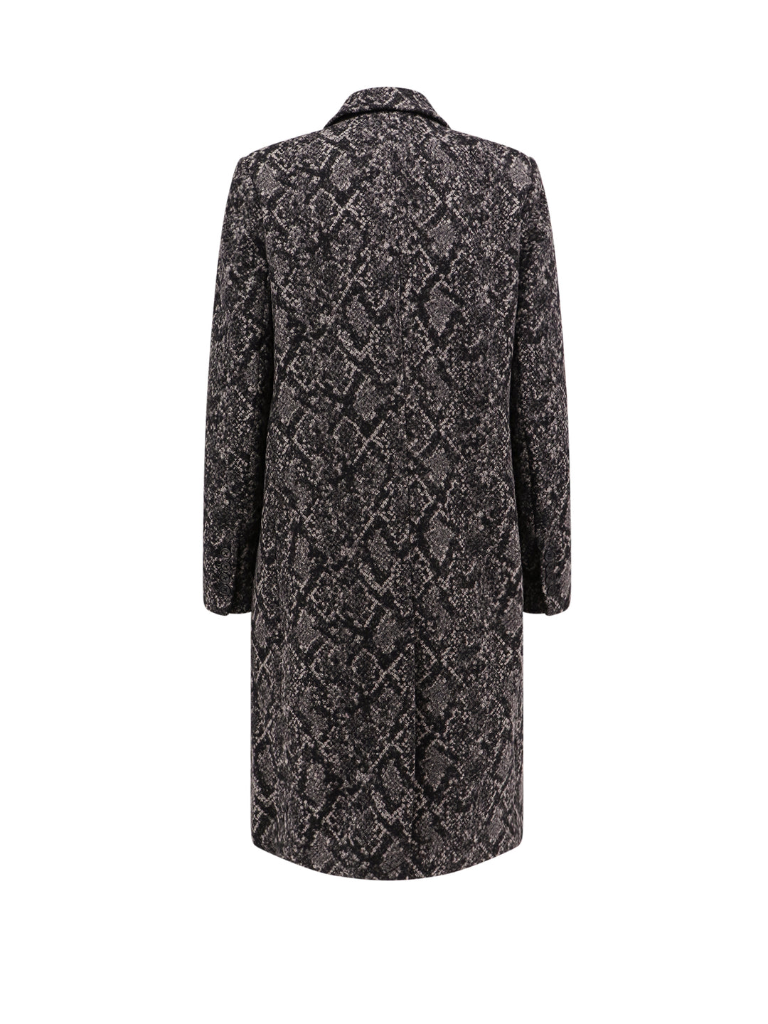 Wool blend coat with python print