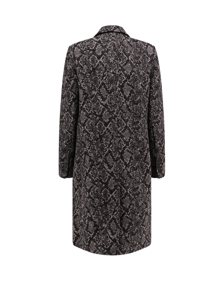 Wool blend coat with python print